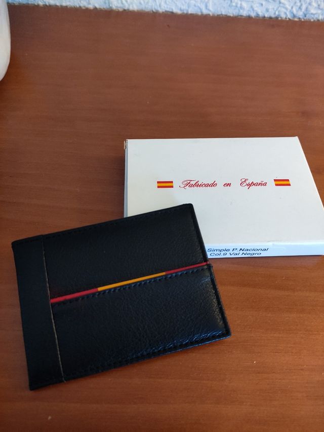 Tarjetero piel placa policía con bandera de España