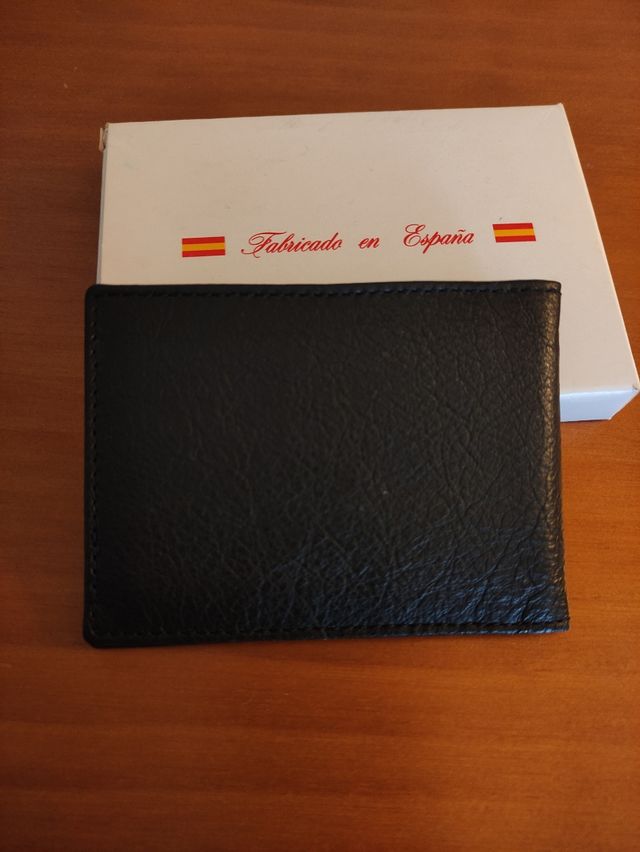 Tarjetero piel placa policía con bandera de España