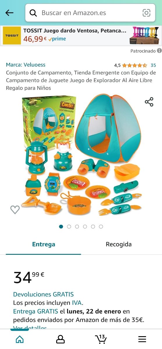 Tienda de campaña niños