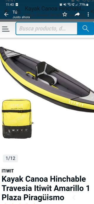 Kayak Canoa Hinchable Travesia Itiwit Amarillo 1 Plaza Piragüismo