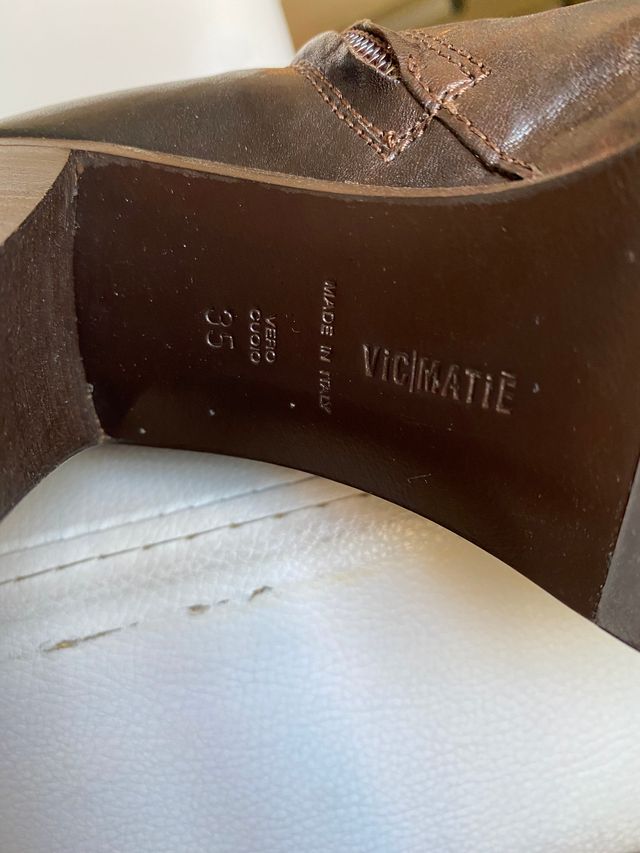 Vic Matie stivali al ginocchio marroni in pelle 35