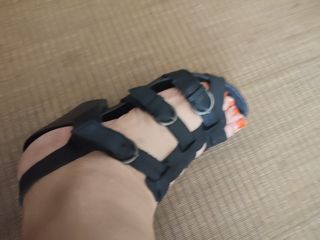  Sandalias Piel 37 Negras y🎁Las Naranja( 2 pares)