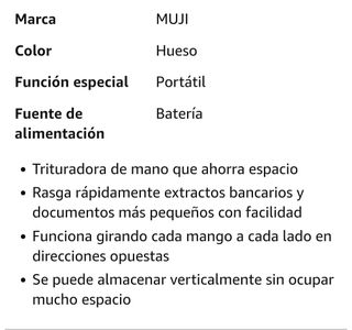 Trituradora de papel manual Muji