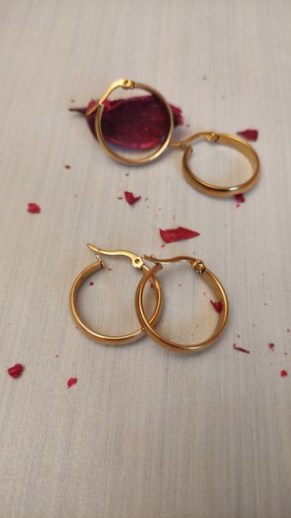 🌺 PENDIENTES ARO DORADO DE ACERO 