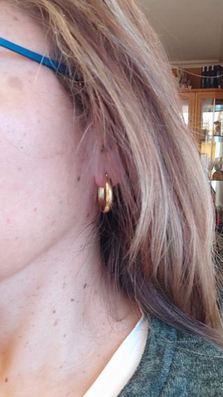 🌺 PENDIENTES ARO DORADO DE ACERO 