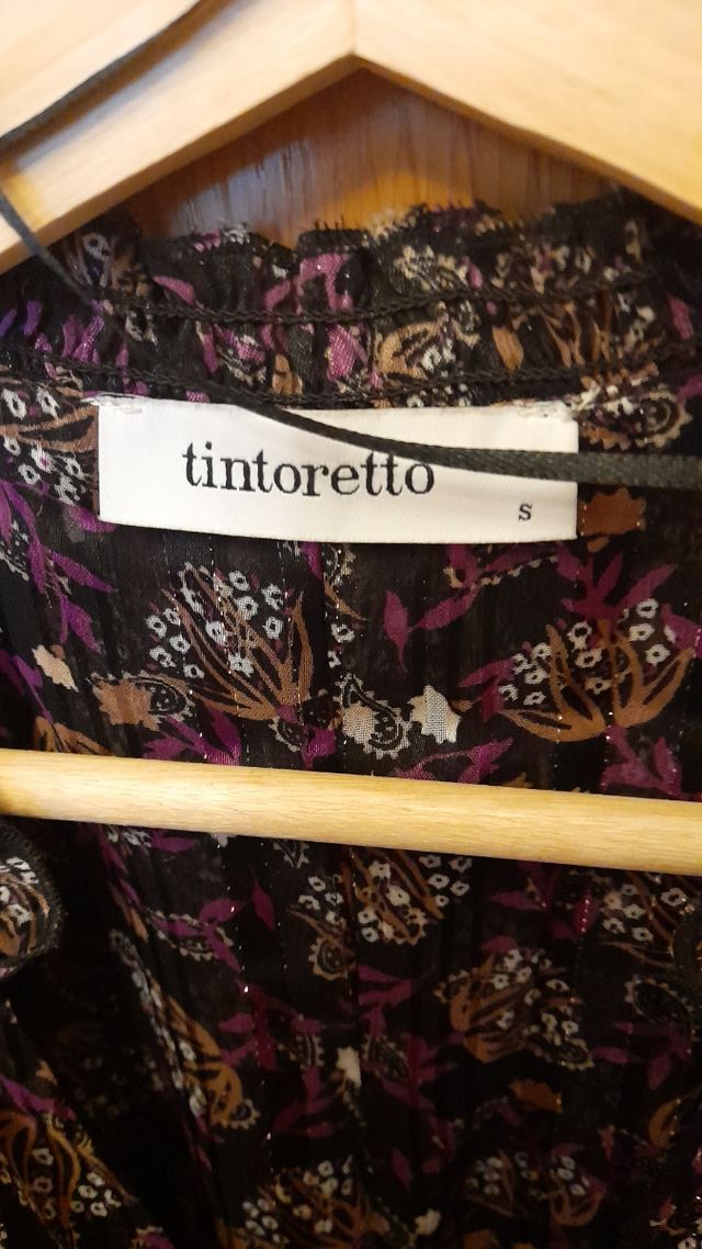 Vestido marca Tintoretto en color negro y granate