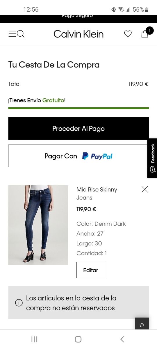 Pantalón marca Calvin klein