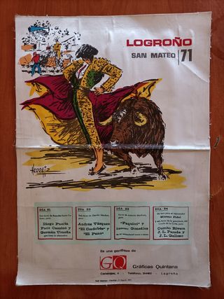 Antiguo cartel de tauromaquia de seda
