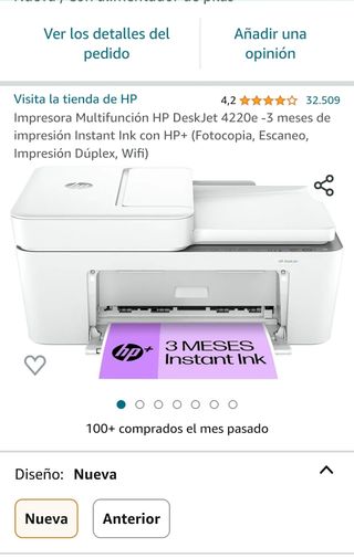 Impresora Multifunción HP DeskJet 3760, Inyección de tinta térmica, WiFi,  color, 4 meses de Instant Ink