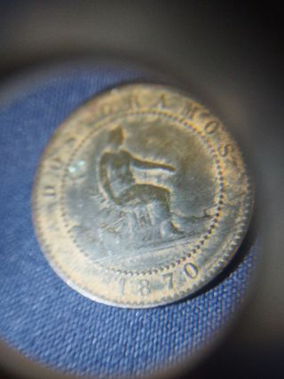 🪙Lote 2 MONEDAS 2 cent 1870y1 cent Alfonso 13