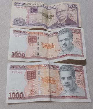 3 billetes pesos cubanos