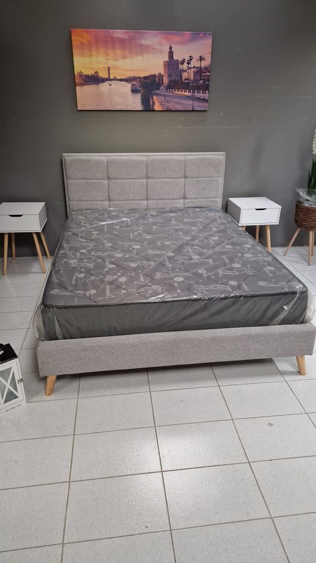 Súper oferta On Line!¡  Cama tapizado tela