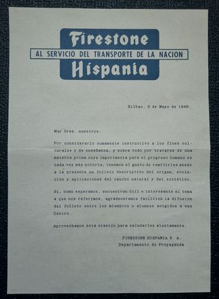 REVISTA CAUCHO FIRESTONE-HISPANIA AÑO 1948
