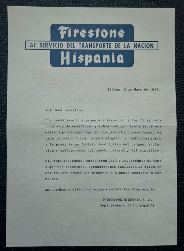 REVISTA CAUCHO FIRESTONE-HISPANIA AÑO 1948