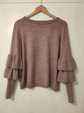 Jersey rosa violeta jaspeado. Cortefiel talla L