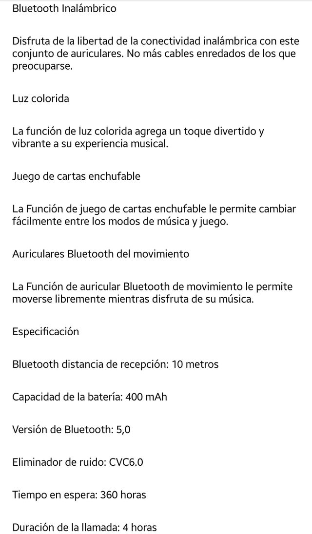 Auriculares LED inalambricos Bluetooth