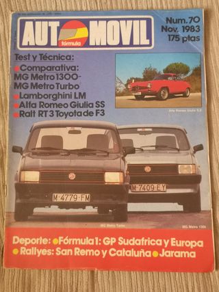 Revista Automóvil nº 70, noviembre de 1983