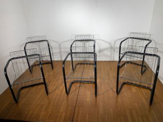 6 Sedie poltrone CLUB CHAIR in metallo anni80'