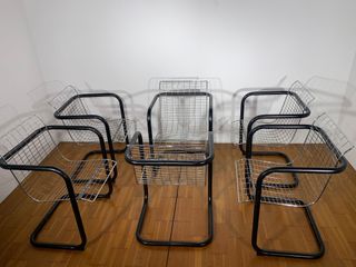 6 Sedie poltrone CLUB CHAIR in metallo anni80'
