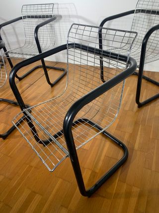 6 Sedie poltrone CLUB CHAIR in metallo anni80'