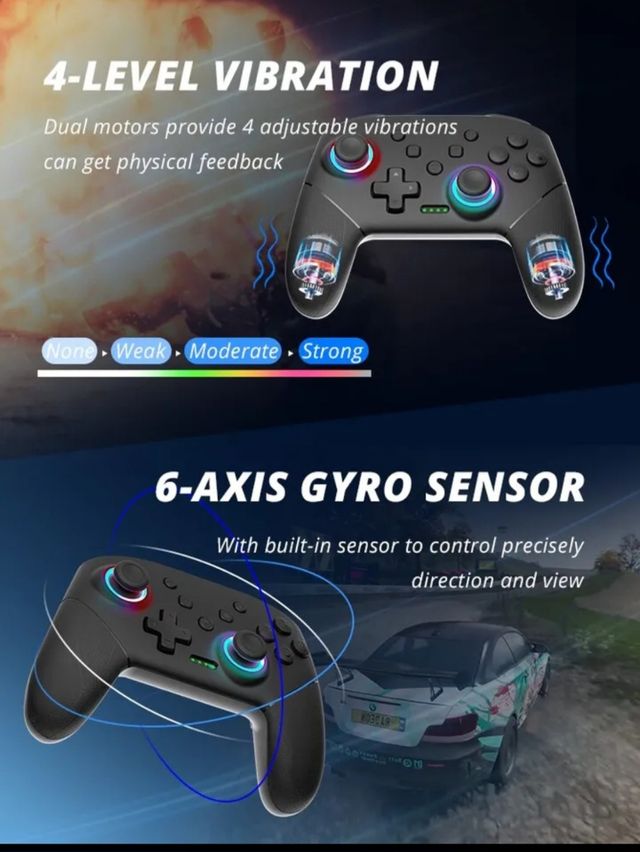 🟢 MANDO INALAMBRICO LED NINTENDO SWITCH PC