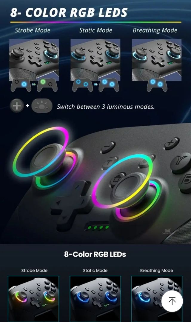 🟢 MANDO INALAMBRICO LED NINTENDO SWITCH PC