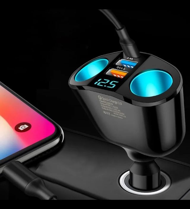 ✅️Cargador de coche doble puerto 3.0 carga rapida