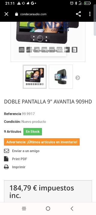 DVD DOBLE PANTALLA AVANTIA 