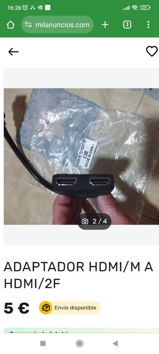Adaptador HDMI/M a  HDMI/2F nuevo