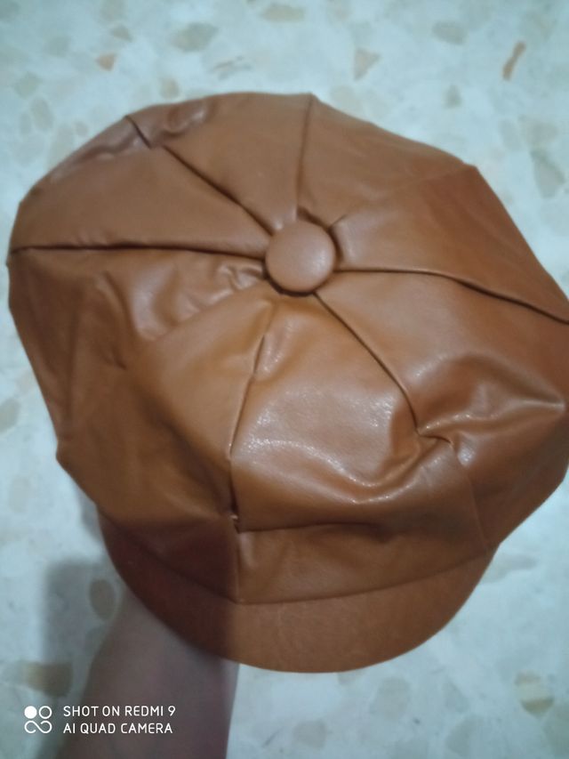 Gorra vintage de polipiel color marrón talla M com