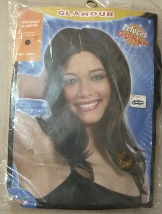 DISFRAZ PELUCA ADULTO GLAMOUR NEGRA . NUEVA