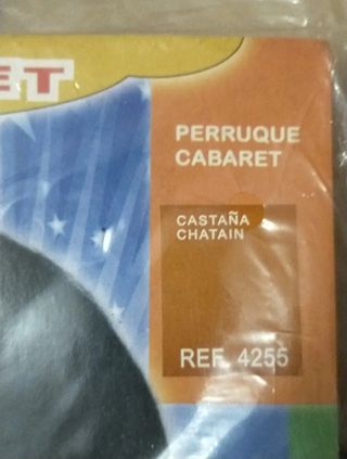 DISFRAZ PELUCA CABARET CASTAÑO ADULTO. NUEVO