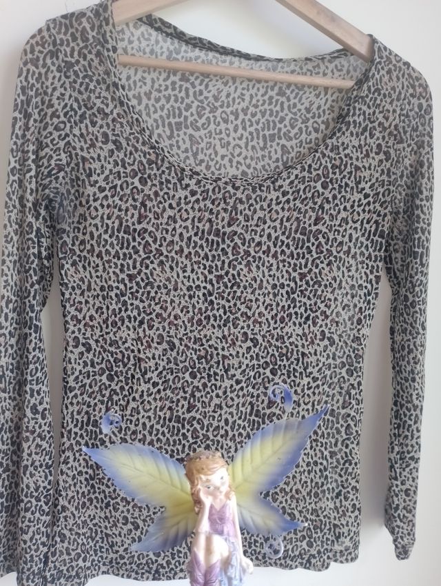 Camiseta leopardo semitransparente talla M