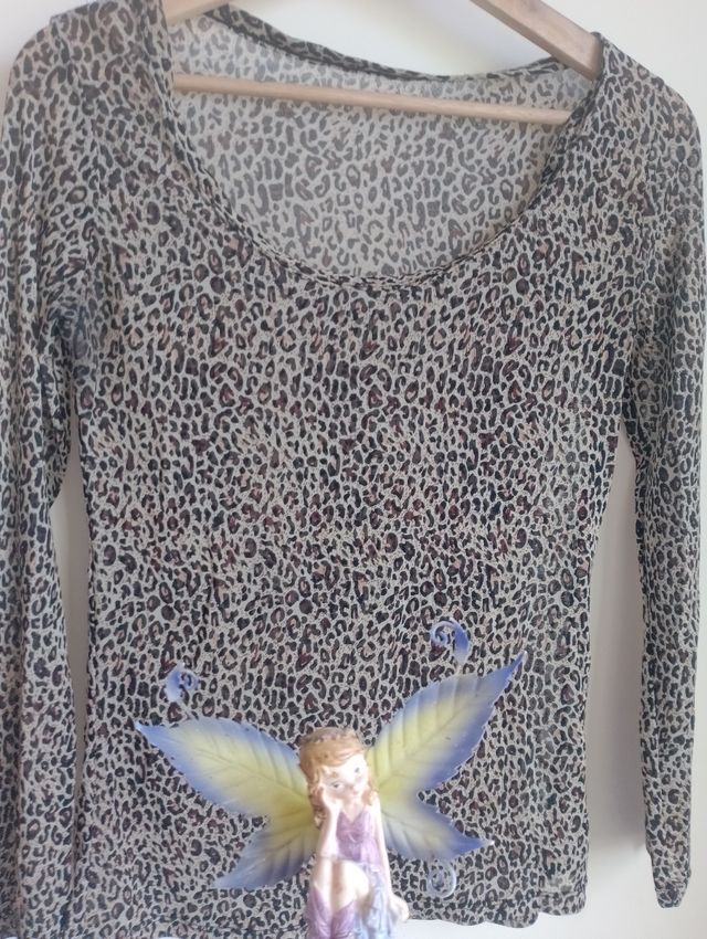 Camiseta leopardo semitransparente talla M
