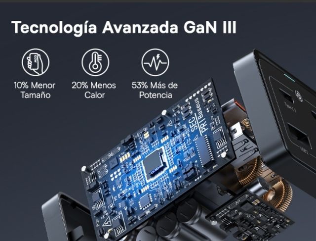 Baseus 100W Cargador GAN, PD GaN3 cargador