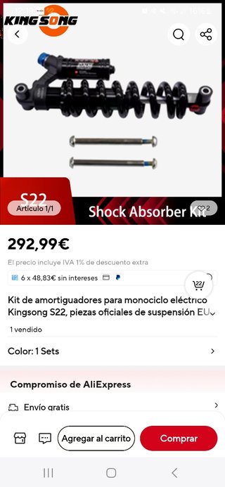Amortiguador muelle 240 mm DNM modelo RCP2S