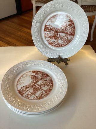 Conjunto de 5 platos de porcelana inglesa
