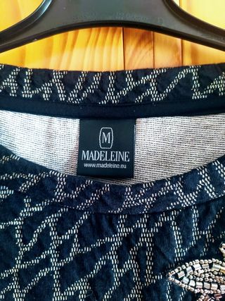 Talla 38 (M) mujer. Jersey con hojas con abalorios