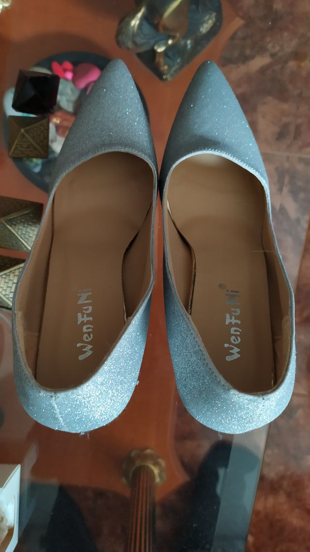 ZAPATOS plateados con tacon de aguja