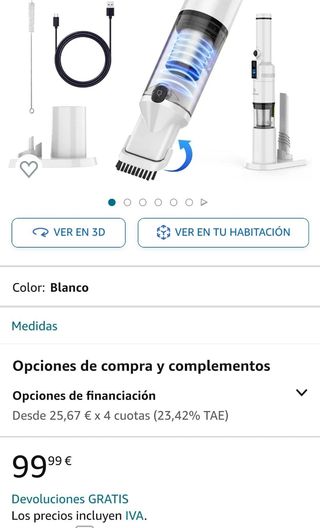 Aspirador de mano inalámbrico