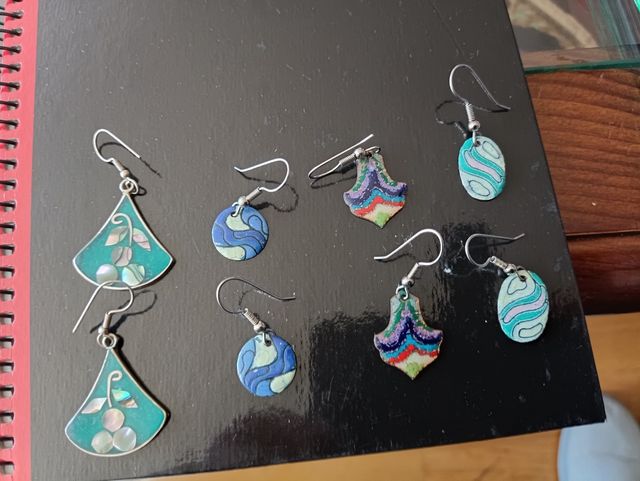 Pendientes de plata y esmalte
