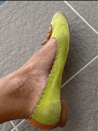 scarpe , ballerine di pelle scamosciate