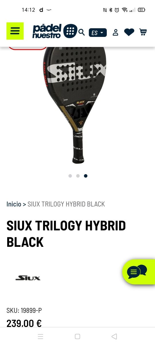 Pala padel Siux trilogy híbrid black