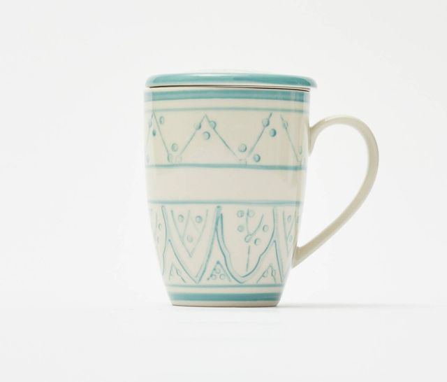 Taza cerámica con filtro para té o infusiones