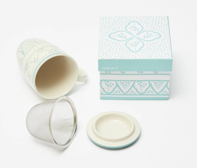 Taza cerámica con filtro para té o infusiones