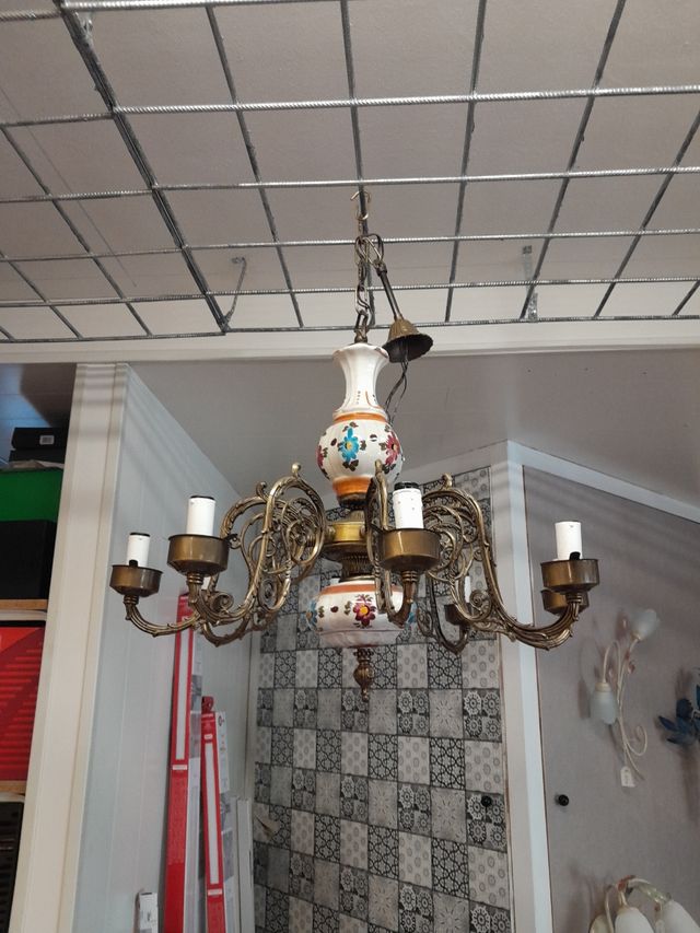 Lampadario 8 luci ceramica e ferro