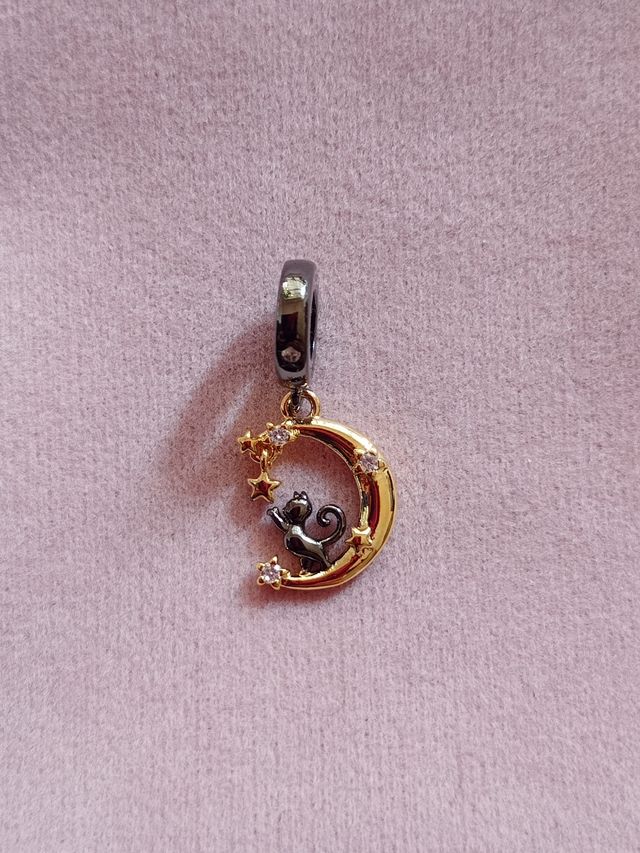 Charm Luna y Gato de plata