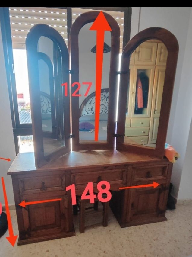 Tocador,espejo  y galán Mexicano original