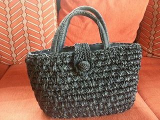 Borsa borsetta a mano donna vintage in corda nera