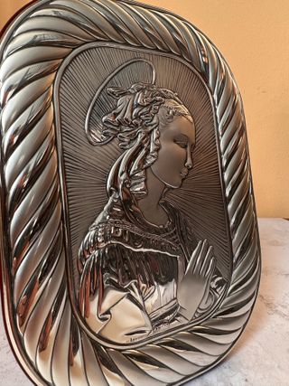 Quadro a rilievo in argento Madonna in preghiera